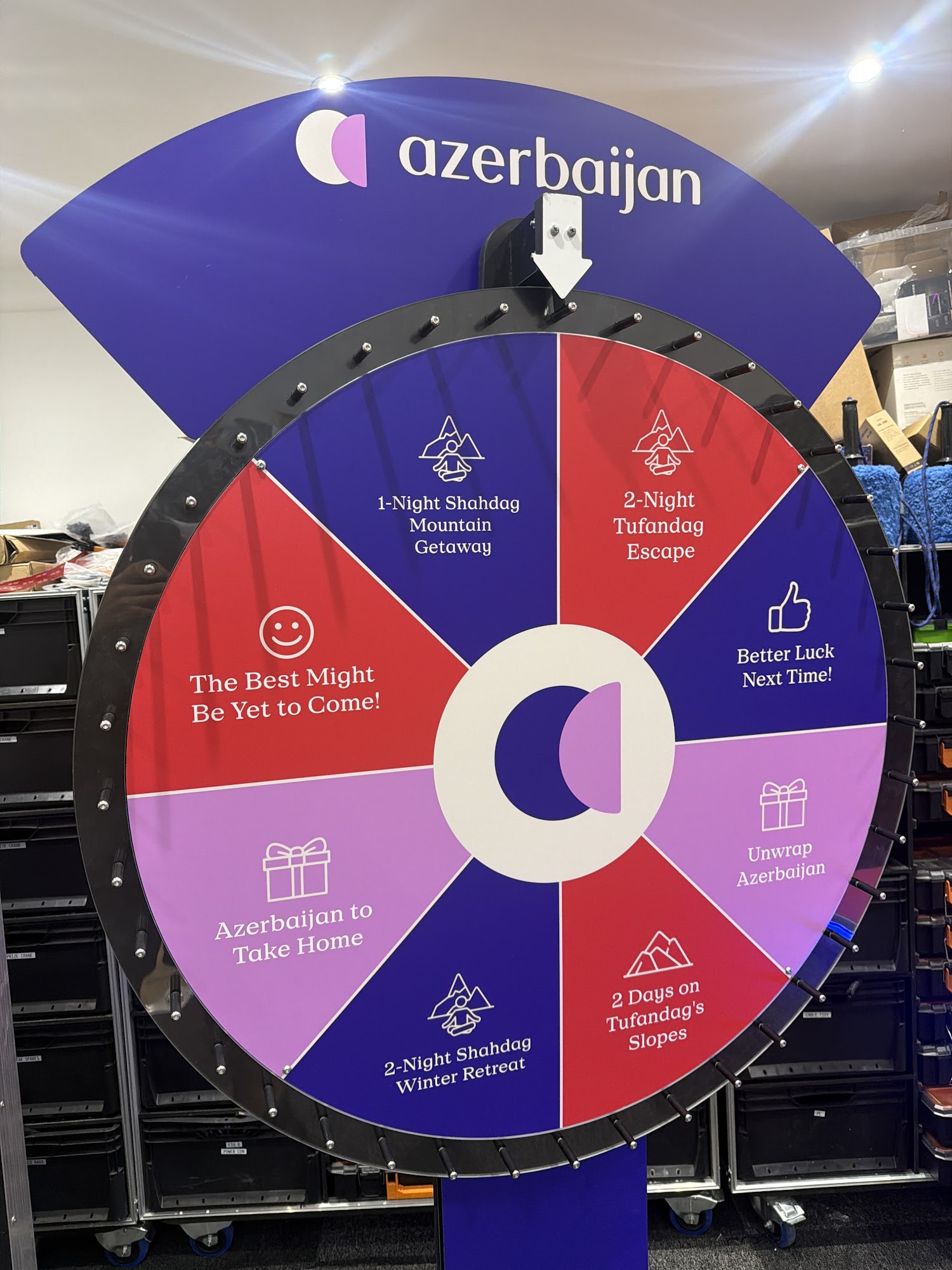 Prize Wheel 1m hire in London – branded build by JM Entertainment